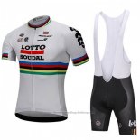 2018 Cycling Jersey UCI World Champion Lotto Soudal White Short Sleeve and Bib Short