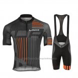 2019 Cycling Jersey Lungo Ao Black Orange Short Sleeve and Bib Short