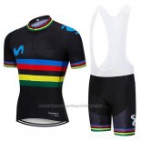 2019 Cycling Jersey UCI World Champion Movistar Black Short Sleeve and Bib Short