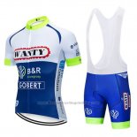 2019 Cycling Jersey Wanty White Blue Short Sleeve and Bib Short