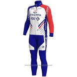2020 Cycling Jersey Groupama-FDJ White Deep Blue Red Long Sleeve And Bib Tight