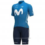 2020 Cycling Jersey Movistar White Blue Short Sleeve And Bib Short