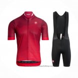 2021 Cycling Jersey Castelli Deep Red Short Sleeve And Bib Short