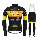 2022 Cycling Jersey Lotto-kern Haus Black Yellow Long Sleeve and Bib Short