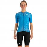 2023 Cycling Jersey Women Sportful Blue Short Sleeve and Bib Short