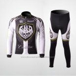 2010 Cycling Jersey Rock Racing Silver and White Long Sleeve and Bib Tight