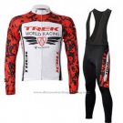2011 Cycling Jersey Trek Red and White Long Sleeve and Bib Tight