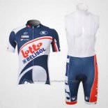 2012 Cycling Jersey Lotto Belisol White and Blue Short Sleeve and Bib Short