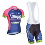2014 Cycling Jersey Lampre Merida Pink and Blue Short Sleeve and Bib Short