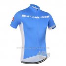 2016 Cycling Jersey Castelli Blue and White Short Sleeve and Bib Short