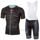 2017 Cycling Jersey Sky Black and Light Blue Short Sleeve and Bib Short