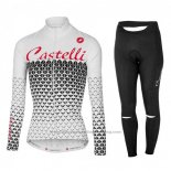 2017 Cycling Jersey Women Castelli White Long Sleeve and Bib Tight
