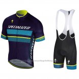 2018 Cycling Jersey Specialized Blue Yellow White Short Sleeve And Bib Short