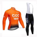 2019 Cycling Jersey CCC Orange Long Sleeve and Bib Tight