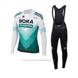 2020 Cycling Jersey Bora-hansgrone Green White Long Sleeve and Bib Tight