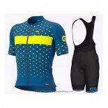 2021 Cycling Jersey ALE Blue Yellow Short Sleeve And Bib Short