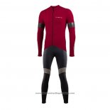 2021 Cycling Jersey Nalini Deep Red Long Sleeve And Bib Tight QXF21-0051