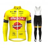 2022 Cycling Jersey Bingoal WB Yellow Long Sleeve and Bib Short