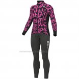 2023 Cycling Jersey Women ALE Black Fuchsia Long Sleeve and Bib Short