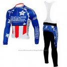 2010 Cycling Jersey BMC Champion The United States Blue Long Sleeve and Bib Tight