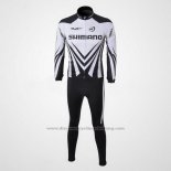 2010 Cycling Jersey Shimano White and Black Long Sleeve and Bib Tight