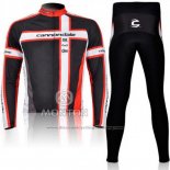 2011 Cycling Jersey Cannondale Black and Red Long Sleeve and Bib Tight