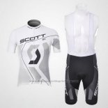 2012 Cycling Jersey Scott White and Gray Short Sleeve and Bib Short
