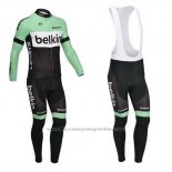 2013 Cycling Jersey Belkin Black and Green Long Sleeve and Bib Tight