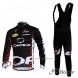 2013 Cycling Jersey Orbea Black and Red Long Sleeve and Bib Tight