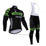 2015 Cycling Jersey Cannondale Green and Black Long Sleeve and Bib Tight