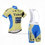 2015 Cycling Jersey Tinkoff Saxo Bank Sky Blue and Yellow Short Sleeve and Bib Short