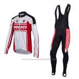 2016 Cycling Jersey Ducati White and Red Long Sleeve and Bib Tight