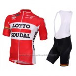 2016 Cycling Jersey Lotto Soudal White and Red Short Sleeve and Bib Short