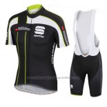 2016 Cycling Jersey Sportful Black Green Short Sleeve and Bib Short