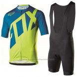 2017 Cycling Jersey Fox Livewire Blue and Green Short Sleeve and Bib Short