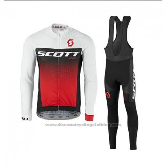 2017 Cycling Jersey Scott White and Red Long Sleeve and Bib Tight