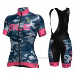 2017 Cycling Jersey Women ALE Camouflage Blue Short Sleeve and Bib Short