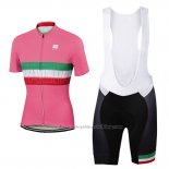 2017 Cycling Jersey Women Women Sportful Pink Short Sleeve and Bib Short