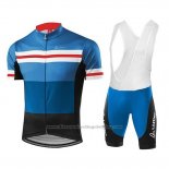 2018 Cycling Jersey Loffler Black Blue Short Sleeve and Bib Short