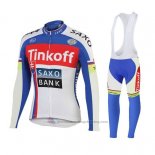 2018 Cycling Jersey Tinkoff Saxo Bank Red Blue Long Sleeve and Bib Tight