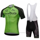 2018 Cycling Jersey Waowdeals Green and Black Short Sleeve and Bib Short