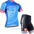 2020 Cycling Jersey Castelli Blue Short Sleeve And Bib Short