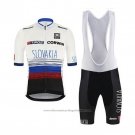 2020 Cycling Jersey Slovakia White Black Blue Short Sleeve And Bib Short
