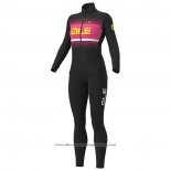 2020 Cycling Jersey Women ALE Pink Black Long Sleeve And Bib Tight