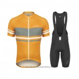 2021 Cycling Jersey De Marchi Yellow Gray Short Sleeve And Bib Short
