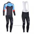 2013 Cycling Jersey Nalini Black and Sky Blue Long Sleeve and Bib Tight