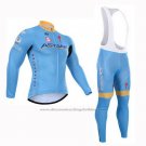 2015 Cycling Jersey Astana Light Blue Long Sleeve and Bib Tight