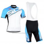 2015 Cycling Jersey Castelli SIDI Sky Blue and White Short Sleeve and Bib Short