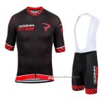 2015 Cycling Jersey Pinarello Black and Red Short Sleeve and Bib Short