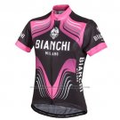 2016 Cycling Jersey Bianchi Black and Fuchsia Short Sleeve and Bib Short